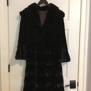 Womens Brown Fur Custom A-Line Coat - Size 4